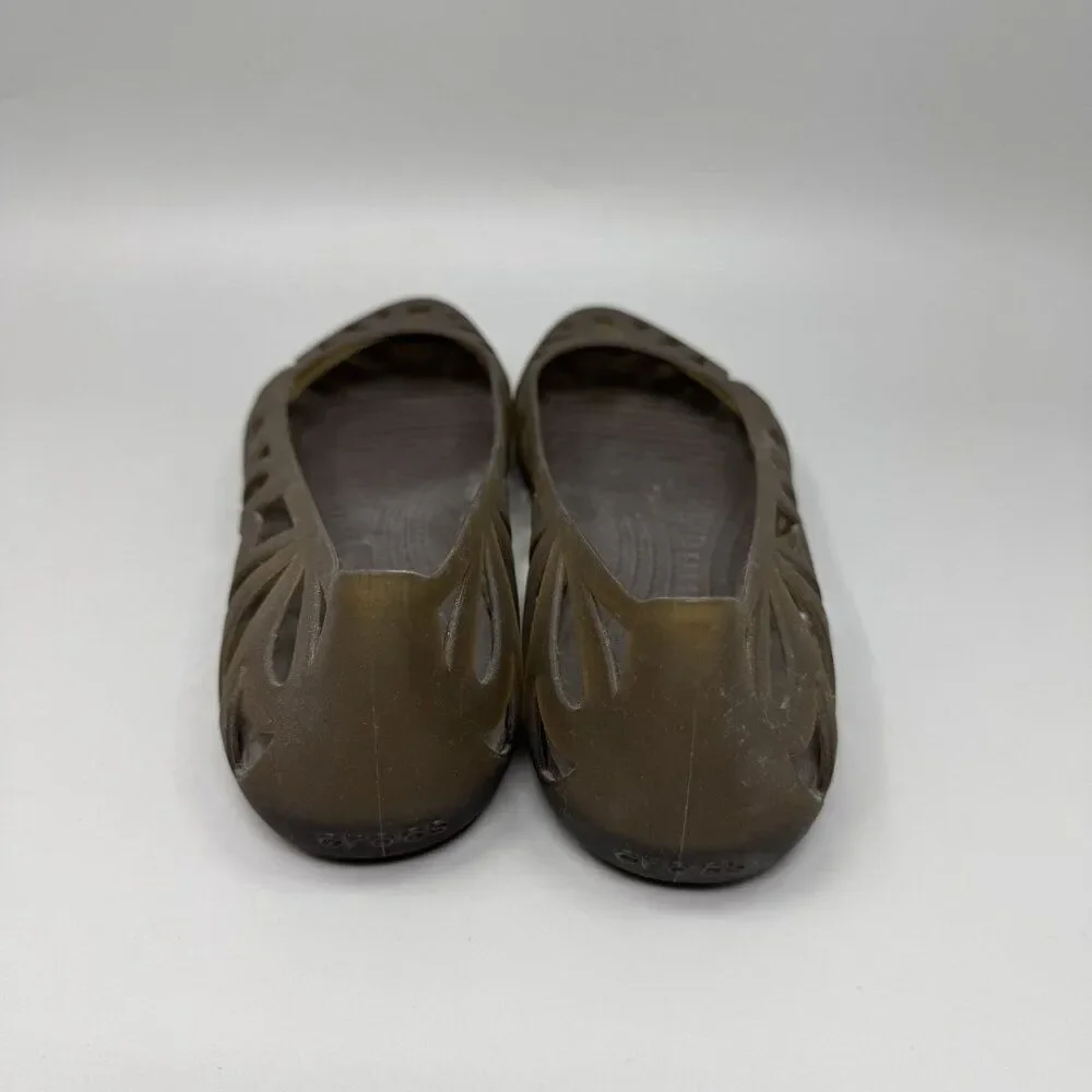 Crocs Shoes Women's 8 Adrina Casual Comfort Slip On Jelly Flats Green Peep Toe